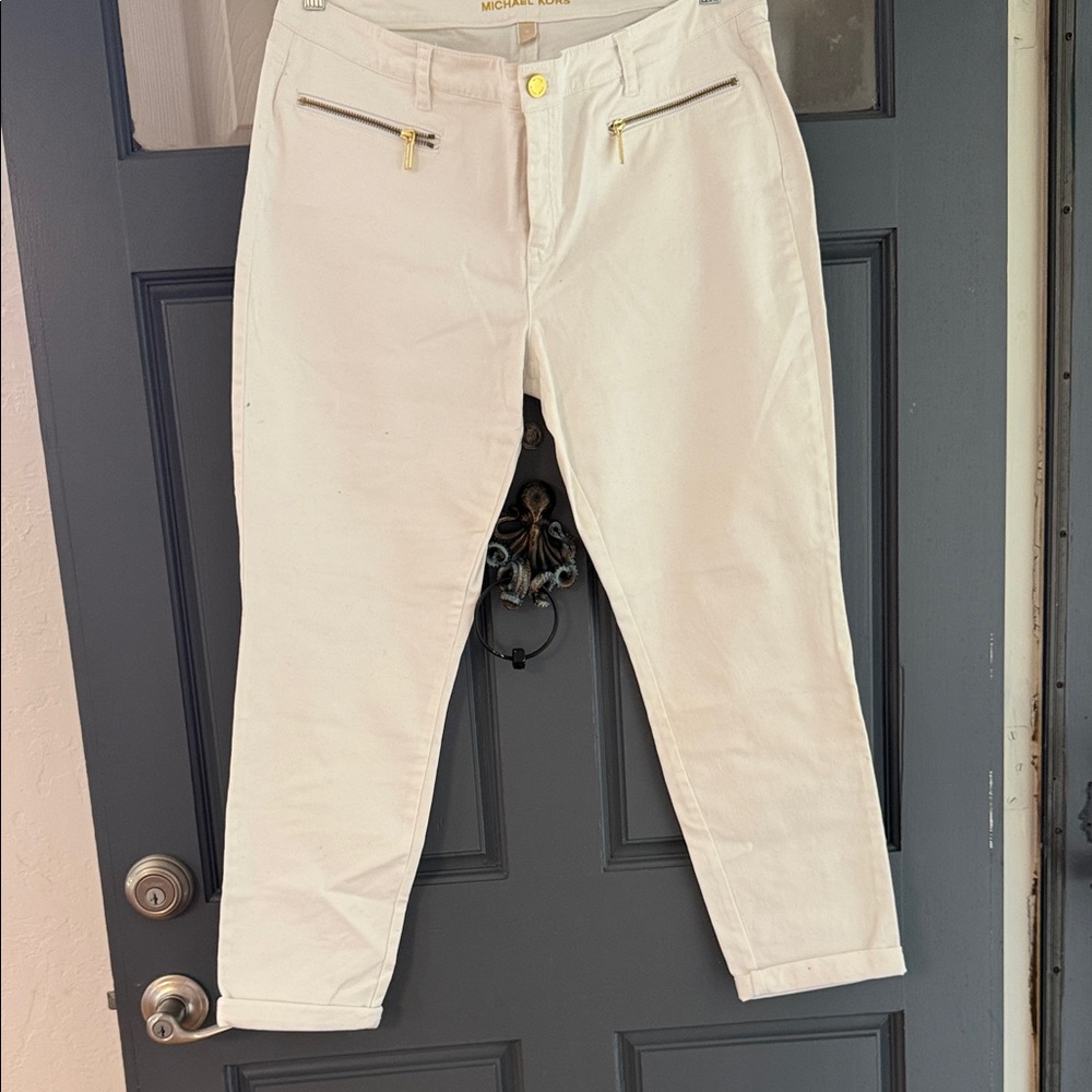 Michael Kors Off-White Pants with Zipper Accents
